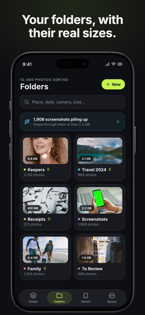 Your folders, with their real sizes